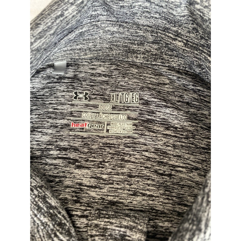 Under Armour HeatGear Mens Polo Shirt XL Loose Charcoal Heather Gray Golf Top - Picture 3 of 3